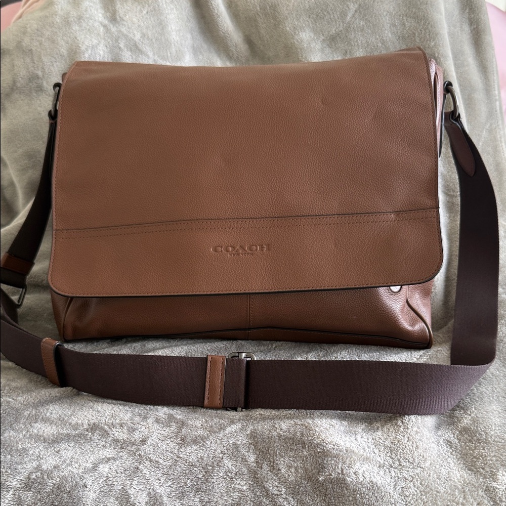 Coach Tan Leather Messenger Bag
